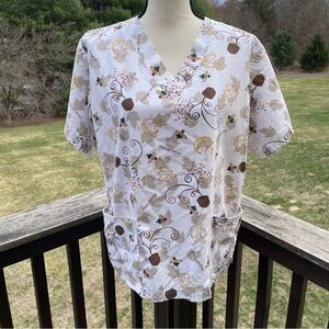 UA Scrubs scrub top harvest moon thanksgiving acorns fall autumn leaves S/M